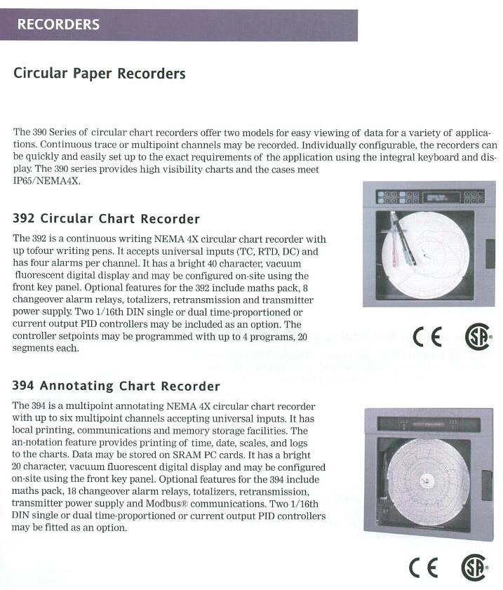 Circular Chart Recorders - Product Info