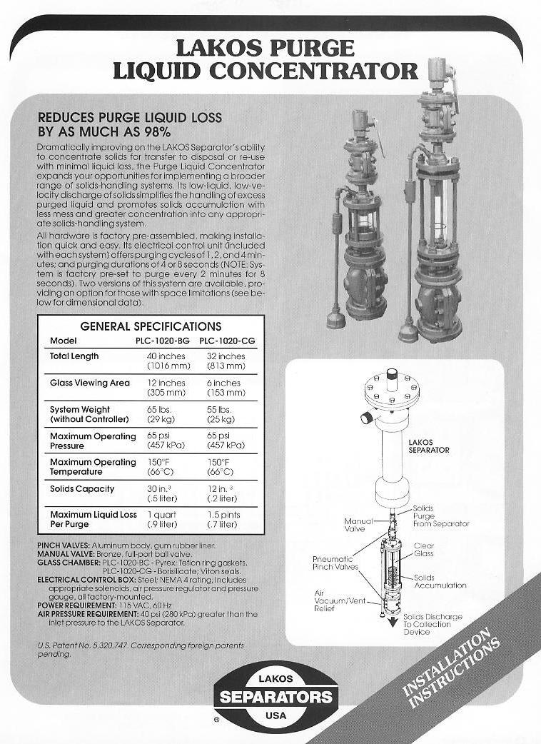 PLC Purge Liquid Concentrator - Product Info