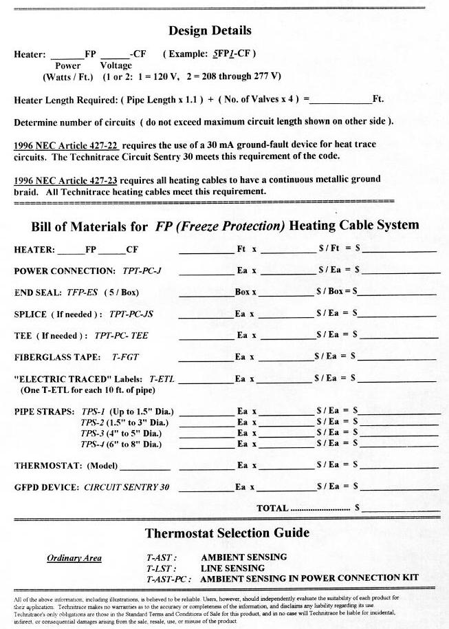 Freeze Protection Selection Guide for Piping Applications