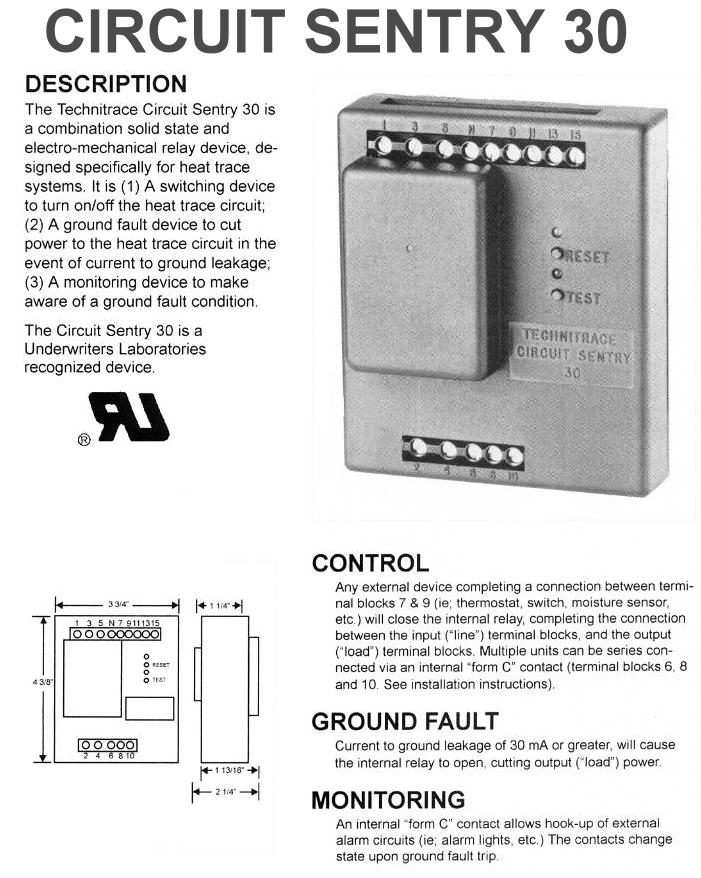 Circuit Sentry 30 Ground Fault Monitoring Device - Product Info
