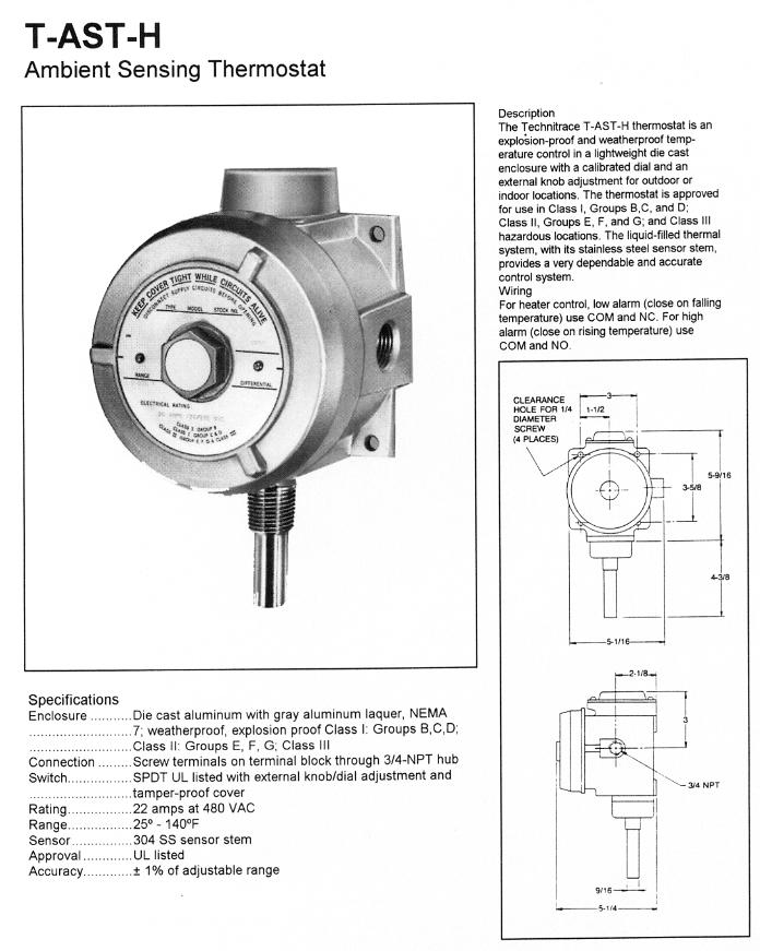 T-AST-H Ambient Sensing Thermostat - Product Info