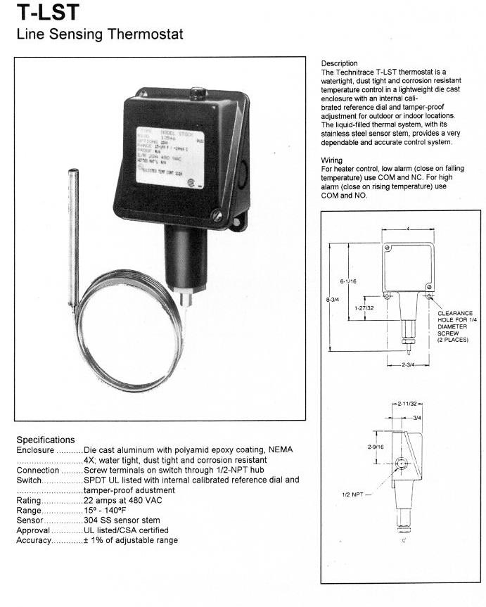 T-LST Line Sensing Thermostat - Product Info