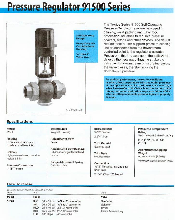 Pressure Regulator Product Specifications