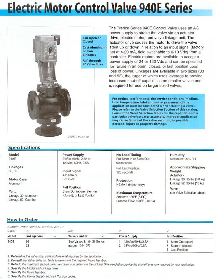 Control Valve Product Specifications