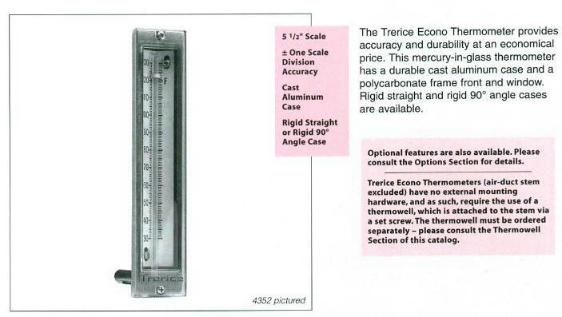 Non-Stock Industrial Thermometers