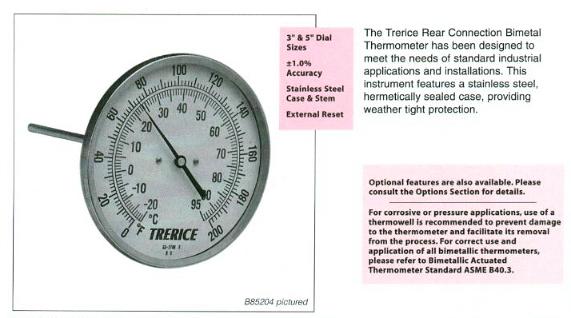 Non-Stock Bi-Metal Thermometers