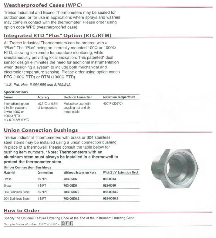 Industrial Thermometer Options & Accessories