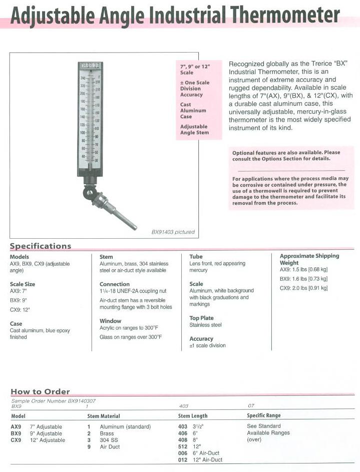 Industrial Thermometer Product Specifications