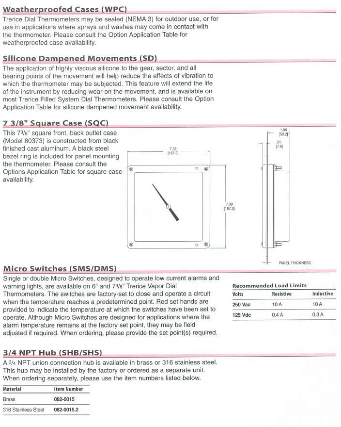 Dial Thermometer Options & Accessories