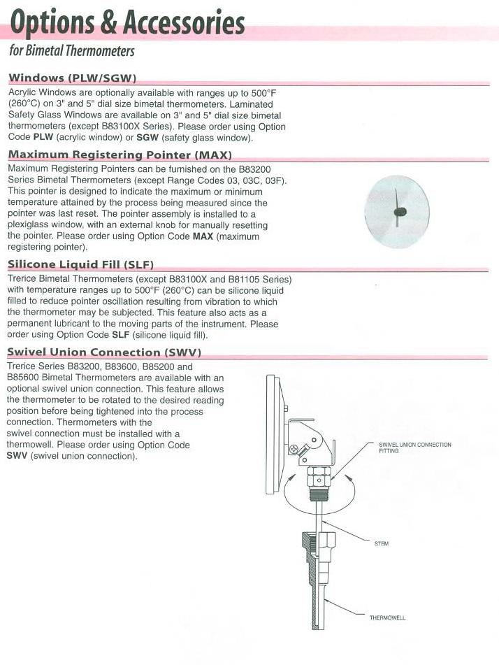 Bi-Metal Thermometer Options & Accessories